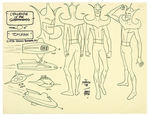 ALEX TOTH "CHALLENGE OF THE SUPER FRIENDS-MODEL OF TOYMAN" 1978 ORIGINAL ART MODEL SHEET.