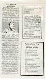 BLACK PANTHER PARTY PEOPLE NEWS SERVICE BULLETIN FRED HAMPTON MURDER AND SUBSCRIPTION FORM.