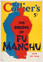 COLLIER'S "THE DRUMS OF FU MANCHU" NEWSSTAND SIGN.