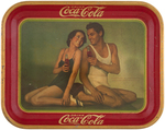 "DRINK COCA-COLA" 1934 SERVING TRAY WITH TARZAN MOVIE STARS.