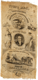 LARGE HENRY CLAY PORTRAIT RIBBON FROM BALTIMORE CONVENTION 1844.