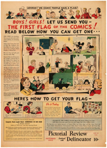 KING FEATURES SYNDICATE "THE FIRST FLAG OF THE COMICS!" & NEWSPAPER AD.