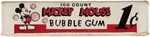 "MICKEY MOUSE BUBBLE GUM" GUM INC. VERY RARE GUM CARD DISPLAY BOX.