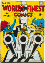 "WORLD'S FINEST COMICS" JACK BURNLEY & JOE SHUSTER SIGNED REPRINT COMIC BOOK.
