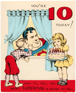 SUPERMAN EARLY BIRTHDAY CARD ORIGINAL ART.