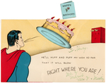 SUPERMAN EARLY BIRTHDAY CARD ORIGINAL ART.