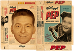 KELLOGG'S "PEP" CEREAL BOX PAIR WITH TOM CORBETT SPACE CADET OFFERS.