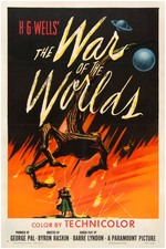 "WAR OF THE WORLDS" LINEN-MOUNTED MOVIE POSTER.