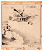 JOHN T. McCUTCHEON "THE FLYING YEAR" 1927 ORIGINAL ART W/FATHER TIME.