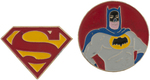 "SUPERHEROES PINS" AVIVA FULL DISPLAY FEATURING SUPERMAN, BATMAN & WONDER WOMAN.