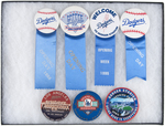 LOS ANGELES DODGERS SEVEN OPENING DAY BUTTONS SPANNING 1983-2001.