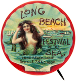 "LONG BEACH FESTIVAL OF THE SEA" 1908 SUPERBLY DESIGNED BUTTON IN OUTSTANDING CONDITION.