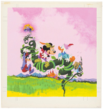 "MICKEY AND THE BEANSTALK" RECORD COVER ORIGINAL ART FEATURING MICKEY MOUSE, DONALD DUCK & GOOFY.