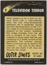 "OUTER LIMITS" TOPPS GUM CARD SET.