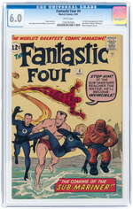 "FANTASTIC FOUR" #4 MAY 1962 CGC 6.0 FINE (FIRST SILVER AGE SUB-MARINER).