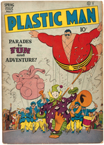 "PLASTIC MAN" GOLDEN AGE COMIC BOOK TRIO.