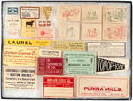 LABELS AND UNGUMMED STICKERS GRAPHIC GROUP OF 115 PIECES FROM 1898-1904 ERA ST. LOUIS ADVERTISERS.