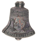 BRYAN STUD BACKED HIGH RELIEF FIGURAL LIBERTY BELL.