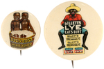 AFRICAN AMERICANS ON EARLY 1900s BUTTONS PROMOTING CLEANING PRODUCTS.