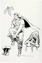 SUPERMAN AS SANTA CLAUS ORIGINAL ART BY PAUL ABRAMS & JOE SINNOTT.