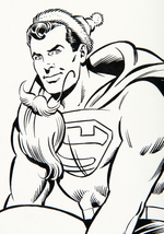 SUPERMAN AS SANTA CLAUS ORIGINAL ART BY PAUL ABRAMS & JOE SINNOTT.