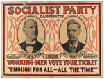 DEBS/HANFORD JUGATE "ENOUGH FOR ALL - ALL THE TIME" 1908 SOCIALIST PARTY CAMPAIGN POSTER.
