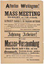 IMPORTANT LABOR FLIER ADVERTISING MAY 4, 1886 EVENT AT "HAYMARKET" WHERE BOMBING OCCURRED.