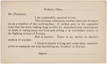 RARE ANTI WWI SOCIALIST ISSUED POST CARD ADDRESSED TO PRESIDENT WILSON.