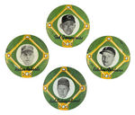 YELLOW BASEPATH GROUP OF FOUR 1960S BUTTONS.