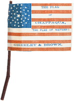 EXCEPTIONAL "THE FLAG OF CHAPPAQUA GREELEY & BROWN" MINIATURE CLOTH FLAG WITH COMPLETE EPHEMERA SET.