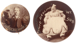 MIDGET AND FAT LADY EARLY 1900s PAIR OF REAL PHOTO BUTTONS.