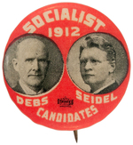 DEBS/SEIDEL "SOCIALIST CANDIDATES 1912" JUGATE BUTTON HAKE #SOC10.