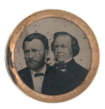 GRANT/WILSON 1872 JUGATE FERROTYPE LAPEL STUD UNLISTED IN HAKE AND DeWITT.
