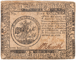 HALL AND SELLERS FEB. 17, 1776 $5 CONTINENTAL CURRENCY NATURE PRINT.