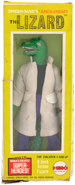 BOXED MEGO LIZARD FIGURE WITH SOLID WRIST VARIATION.