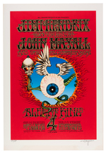 BILL GRAHAM BG-105 FEATURING JIMI HENDRIX CONCERT POSTER SERIGRAPH SIGNED BY RICK GRIFFIN.