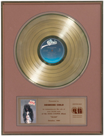 ALICE COOPER "TRASH" CANADIAN CRIA GOLD RECORD AWARD DISPLAY.