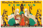 "RINGLING BROS. AND BARNUM & BAILEY" ANIMAL TRAINER ALFRED COURT CIRCUS POSTER.