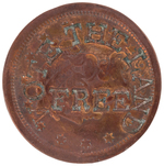 MARTIN VAN BUREN "VOTE THE LAND FREE" COUNTERSTAMPED LARGE CENT FROM 1848 CAMPAIGN.