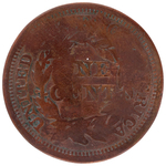 MARTIN VAN BUREN "VOTE THE LAND FREE" COUNTERSTAMPED LARGE CENT FROM 1848 CAMPAIGN.