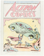 "ACTION COMICS" #1 COVER RECREATION ORIGINAL ART BY SUPERMAN CREATOR JOE SHUSTER.