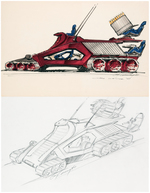 GI JOE UNPRODUCED CRAB (RECOVERY VEHICLE) AND COBRA WEDGE ART LOT BY GUY CASSADAY.