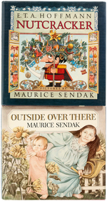 MAURICE SENDAK SIGNED BOOK PAIR, ONE WITH "WHERE THE WILD THINGS ARE" SKETCH.