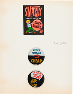 "SMARTY BUTTONS" TOPPS FILE COPY WRAPPER & BUTTON PAIR.