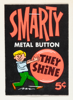"SMARTY BUTTONS" TOPPS FILE COPY WRAPPER & BUTTON PAIR.