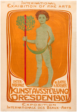 1901 "INTERNATIONAL EXHIBITION OF FINE ARTS" LINEN-MOUNTED POSTER.