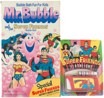 SUPER FRIENDS CARDED FLASHLIGHT & "MR. BUBBLE" BUBBLE BATH BOX.