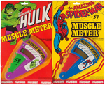 "THE AMAZING SPIDER-MAN & THE INCREDIBLE HULK MUSCLE METER" CARDED PAIR.