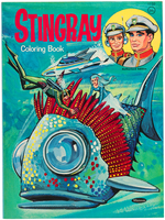 "STINGRAY" COLORING BOOK & "THUNDERBIRDS" STICKER BOOK PAIR.