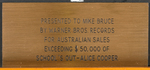 "ALICE COOPER - SCHOOL'S OUT" AUSTRALIAN GOLD RECORD AWARD PRESENTED TO MIKE BRUCE.